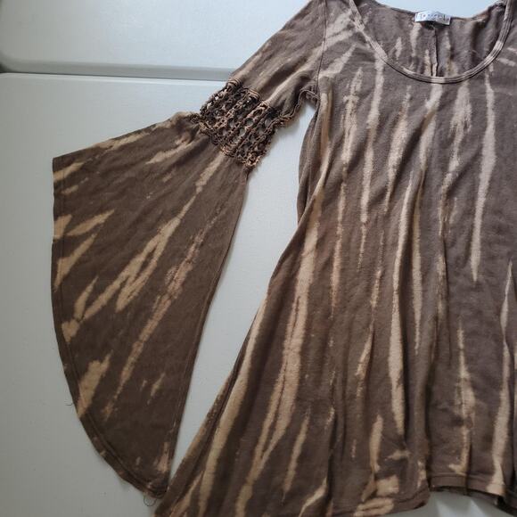 T-Party Shirt Womens Small Tie Dye Bell Sleeve Boho Y2K Fairy Grunge Whimsigoth - Picture 4 of 8